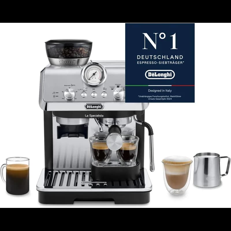CAIO One Siebträgermaschine mit Mahlwerk Schwarz – CAIO Kaffeemaschine