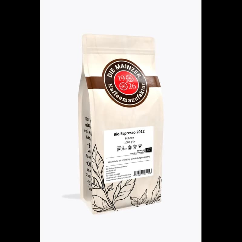 Mainzer Kaffeemanufaktur Bio Espresso 2012 1kg – Mainzer Kaffeemanufaktur Kaffeebohnen