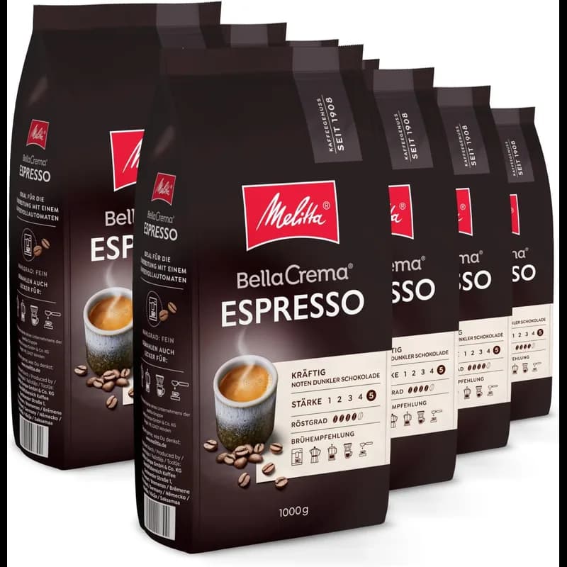 Melitta® BellaCrema Espresso 8 x 1kg – Melitta Kaffee Kaffeebohnen