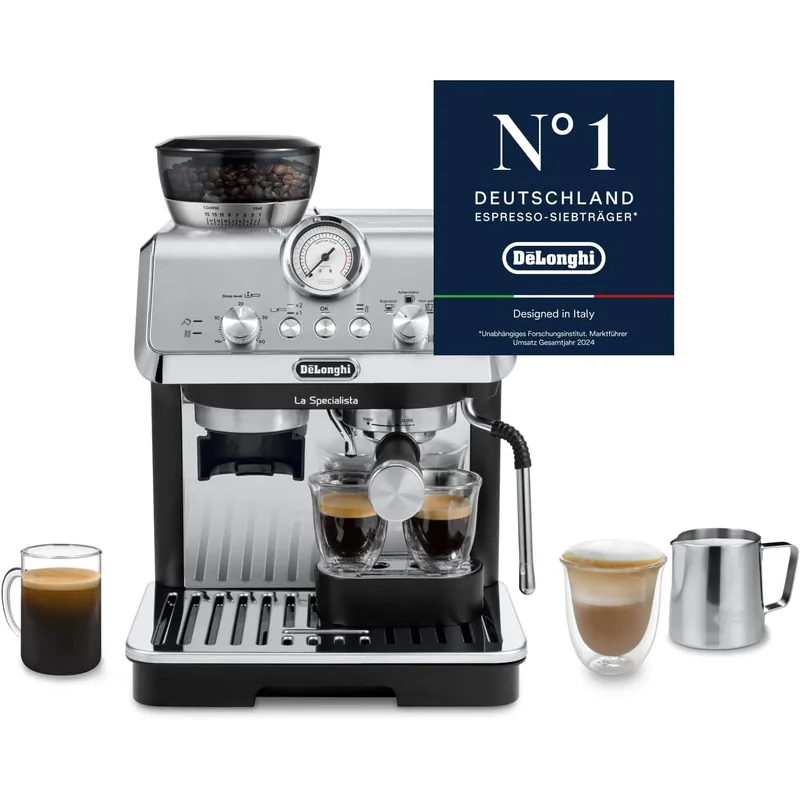 CAIO One Siebträgermaschine mit Mahlwerk Schwarz – CAIO Kaffeemaschine