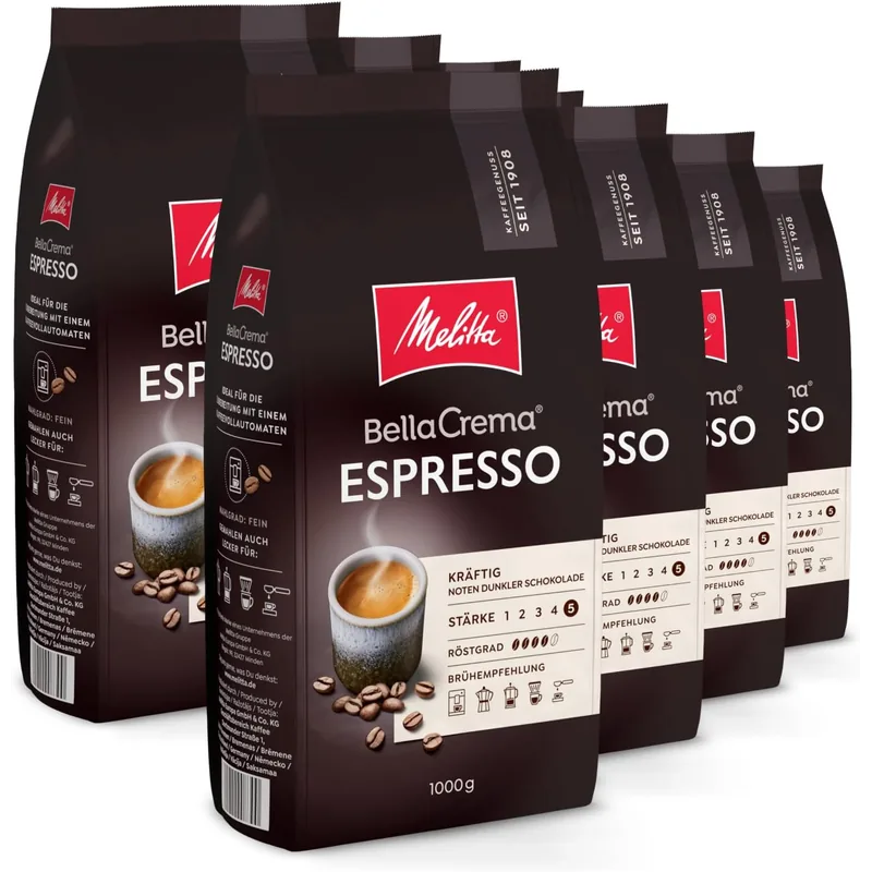 Melitta® BellaCrema Espresso 8 x 1kg – Melitta Kaffee Kaffeebohnen